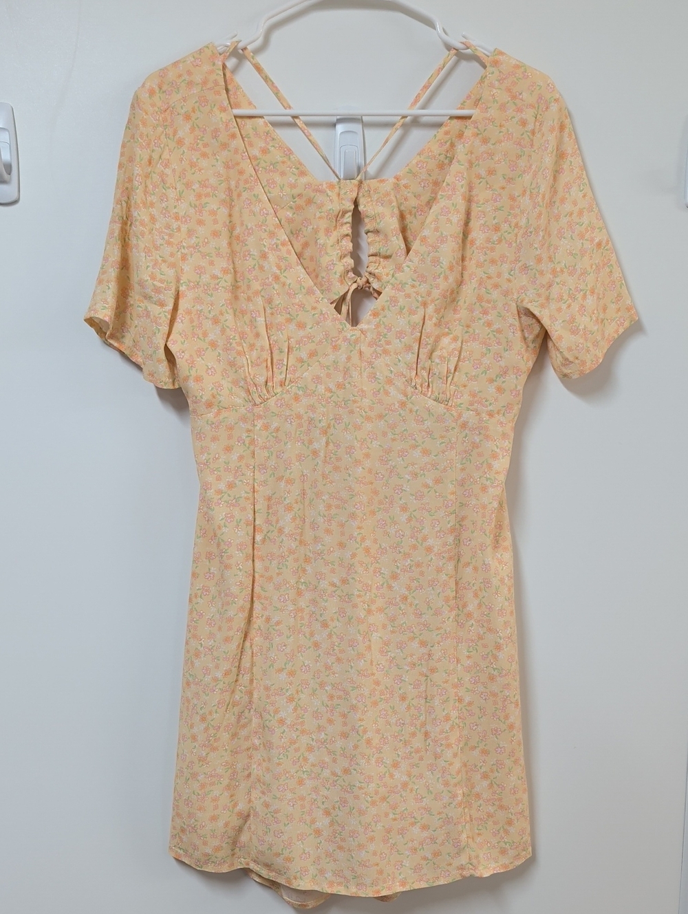 Elodie Yellow Orange Floral Mini Dress Size XL
